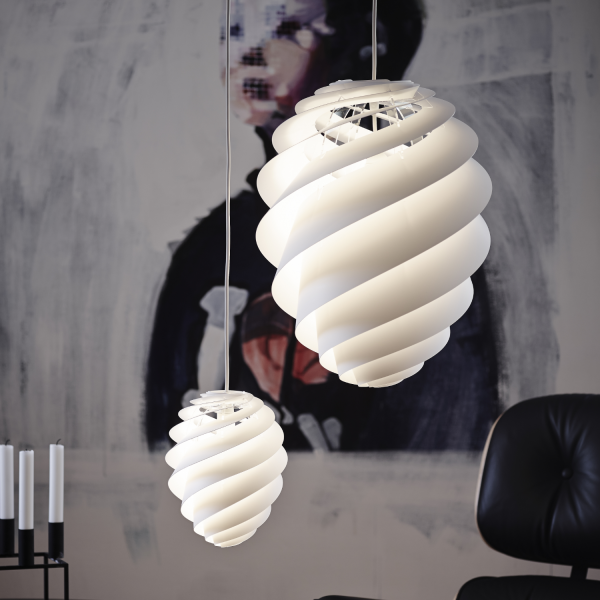 Swirl 2 pendant light in small and large, white