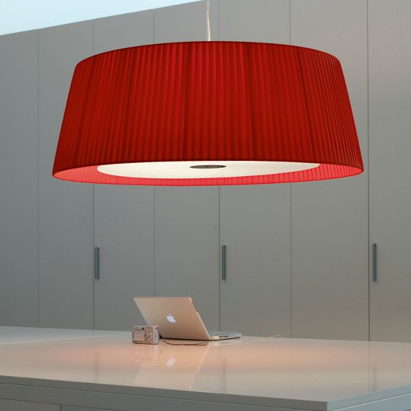 Milleluci E27 pendant light, Plisse, red